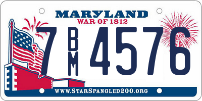 MD license plate 7BM4576