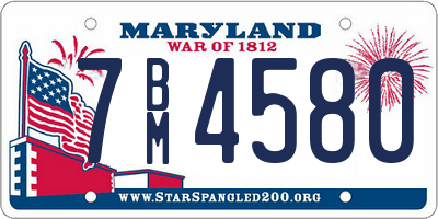 MD license plate 7BM4580