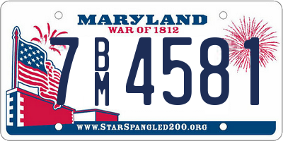 MD license plate 7BM4581