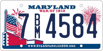 MD license plate 7BM4584