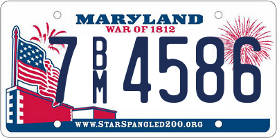 MD license plate 7BM4586