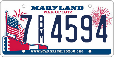 MD license plate 7BM4594