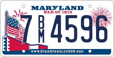 MD license plate 7BM4596