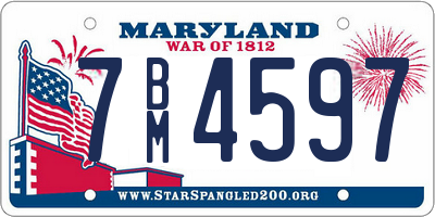 MD license plate 7BM4597