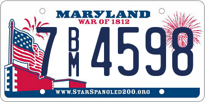 MD license plate 7BM4598