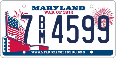 MD license plate 7BM4599