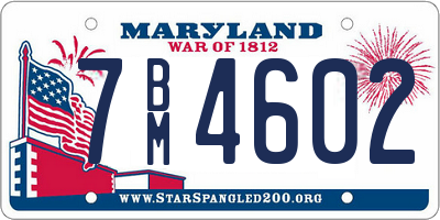 MD license plate 7BM4602