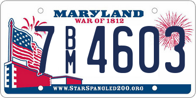 MD license plate 7BM4603