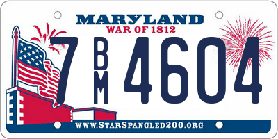 MD license plate 7BM4604