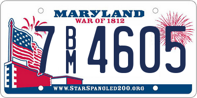 MD license plate 7BM4605