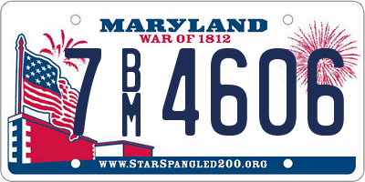 MD license plate 7BM4606