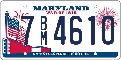 MD license plate 7BM4610