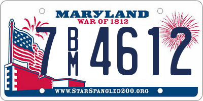 MD license plate 7BM4612