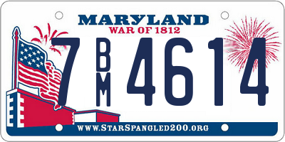 MD license plate 7BM4614