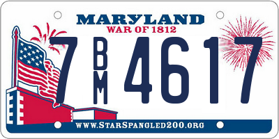 MD license plate 7BM4617