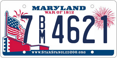 MD license plate 7BM4621