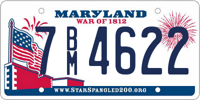 MD license plate 7BM4622