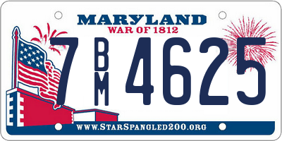 MD license plate 7BM4625