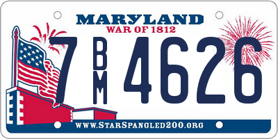 MD license plate 7BM4626