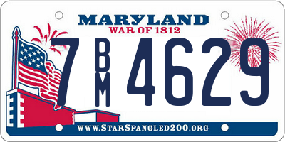 MD license plate 7BM4629