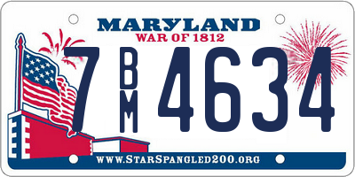 MD license plate 7BM4634