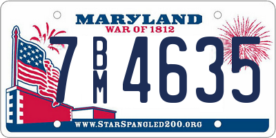 MD license plate 7BM4635