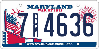 MD license plate 7BM4636