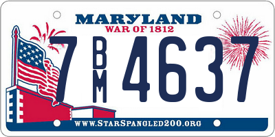 MD license plate 7BM4637