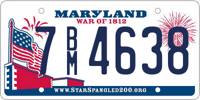 MD license plate 7BM4638