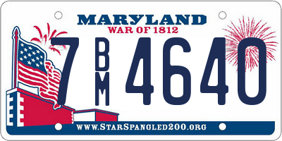 MD license plate 7BM4640