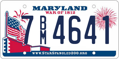 MD license plate 7BM4641