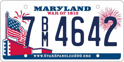 MD license plate 7BM4642