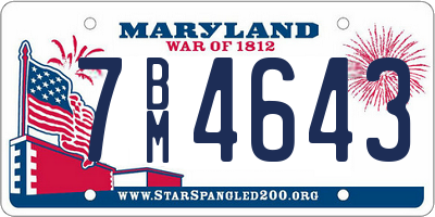 MD license plate 7BM4643