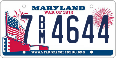 MD license plate 7BM4644