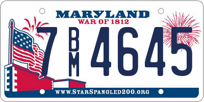 MD license plate 7BM4645