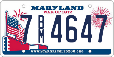 MD license plate 7BM4647