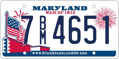 MD license plate 7BM4651