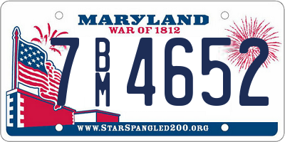 MD license plate 7BM4652