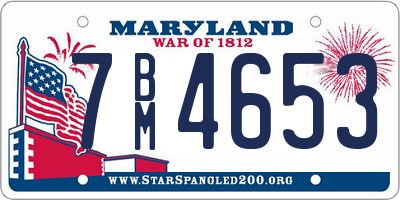 MD license plate 7BM4653