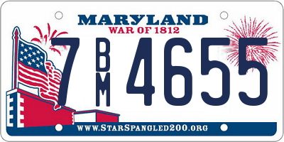 MD license plate 7BM4655