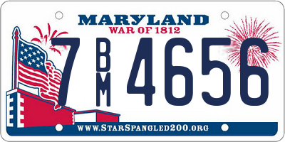 MD license plate 7BM4656