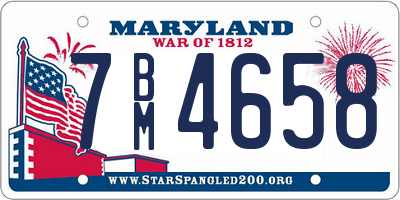 MD license plate 7BM4658