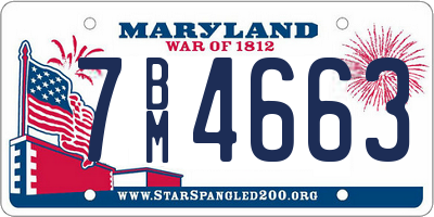 MD license plate 7BM4663