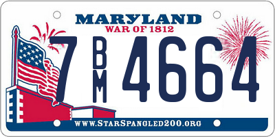 MD license plate 7BM4664