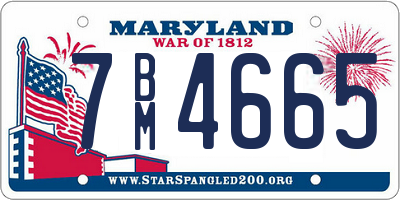 MD license plate 7BM4665