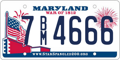 MD license plate 7BM4666