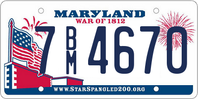 MD license plate 7BM4670