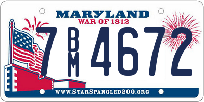 MD license plate 7BM4672