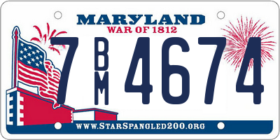 MD license plate 7BM4674