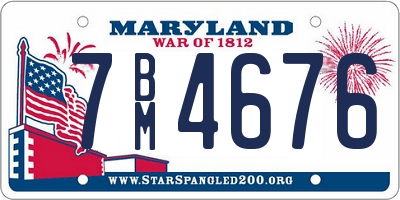 MD license plate 7BM4676